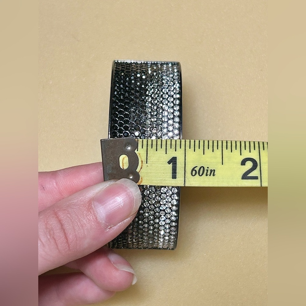 Lia Sophia “Paris Lights” Hinged Hematite Tone Bangle Bracelet - Picture 12 of 14